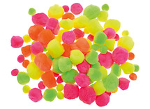 Pompons - fluo - 1 tot 2,5 cm diameter - decoratie - set van 100 assorti