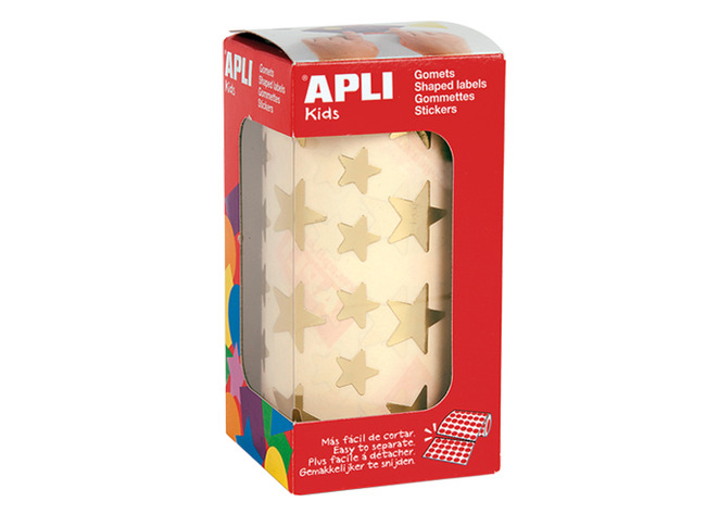 Stickers - Apli - ster - 1,1 + 2 cm - op rol - goud - set van 708