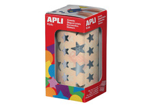 Stickers - Apli - ster - 1,1 + 2 cm - op rol - zilver - set van 708