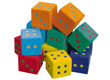 Dobbelstenen - Megaform - 5 x 5 cm - foam - set van 12 assorti