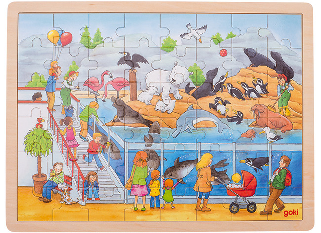 Puzzel - themapuzzel - Goki - de zoo - 48 stukjes - hout - per stuk