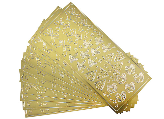 Decoratie - stickers - zelfklevende - set Kerst goud - set van 10 set assorti