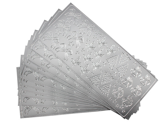 Decoratie - stickers - zelfklevende - set kerst zilver - set van 10 set assorti