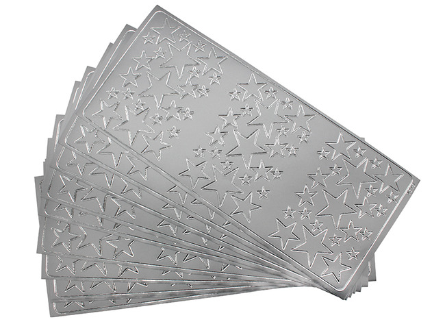Decoratie - stickers - zelfklevende - ster zilver - set van 10 set