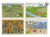 Puzzel - natuur - bergen, kust, platteland en bos - hout - set van 4 assorti