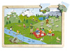 Puzzel - natuur - bergen, kust, platteland en bos - hout - set van 4 assorti