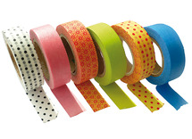 Kleefband - papiertape - fantasie - set van 6 assorti