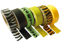 Kleefband - papiertape - decoratief - 15 mm x 10 m - savanne - set van 6 assorti
