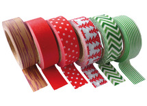 Kleefband - papiertape - decoratief - 15 mm x 10 m - winter - set van 6 assorti