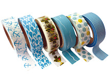 Kleefband - papiertape - decoratief - 15 mm x 10 m - zee - set van 6 assorti