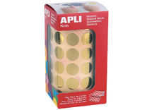 Stickers - Apli - rond - 2 cm - op rol - metallic - set van 5640 assorti