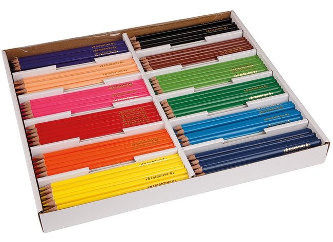 Potloden - kleurpotloden - Colortime Basic - driehoekig - doos - voordeelpakket - set van 144 assorti