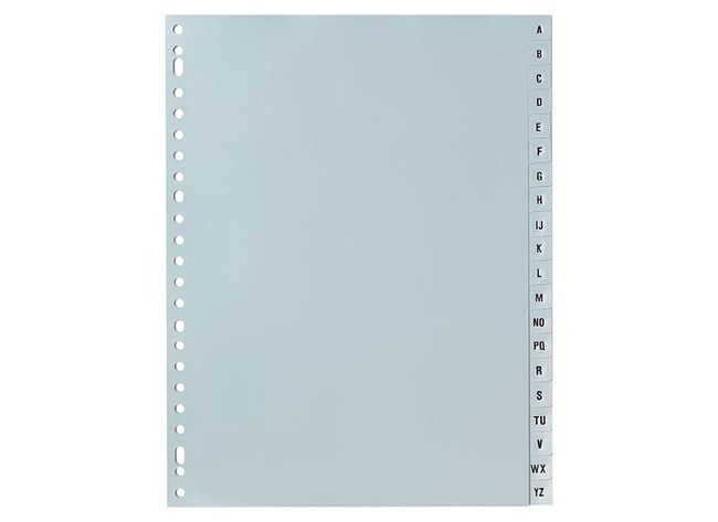 Tabbladen - Kangaro - A4 - 120 micron - 23-gaats - 20-delig - letters A-Z - kunststof - grijs - per stuk