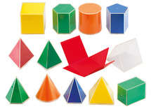 Geometrische lichamen - geometrische vormen - meetkunde – 3D - set van 12 assorti