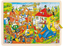 Puzzel - themapuzzel - Goki - bouwwerf - 96 stukjes - hout - per stuk