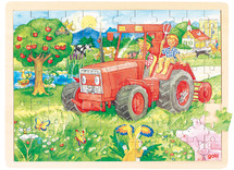 Themapuzzel - tractor - 96 stukjes - hout - per stuk