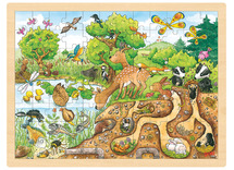 Puzzel - themapuzzel - Goki - ontdek de natuur - 96 stukjes - hout - per stuk