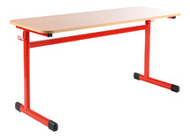 LEERLINGENTAFEL - TAU - DUBBEL - NIET VERSTELBAAR - MET BOEKENVAK - GEKLEURD