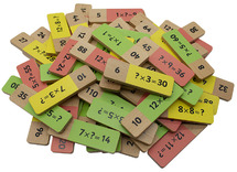 Spel - rekenspel - domino - maaltafels - vermenigvuldigen - hout - per stuk