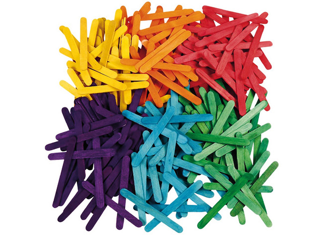 Knutselstokken - ijsstokjes - 10 x 110 mm  - gekleurd - set van 1000 assorti