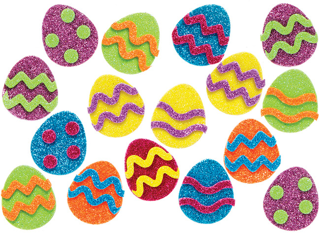 Stickers - foam - eieren - glitter - set van 100 assorti