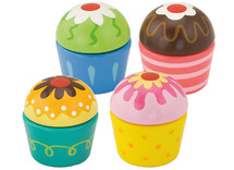 Voedingsset - imitatievoeding - cup cakes - hout - per set