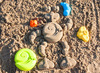 Zand - zandset - Miniland - geovormen - slak, vlinder, worm, lieveheersbeestje - set van 4