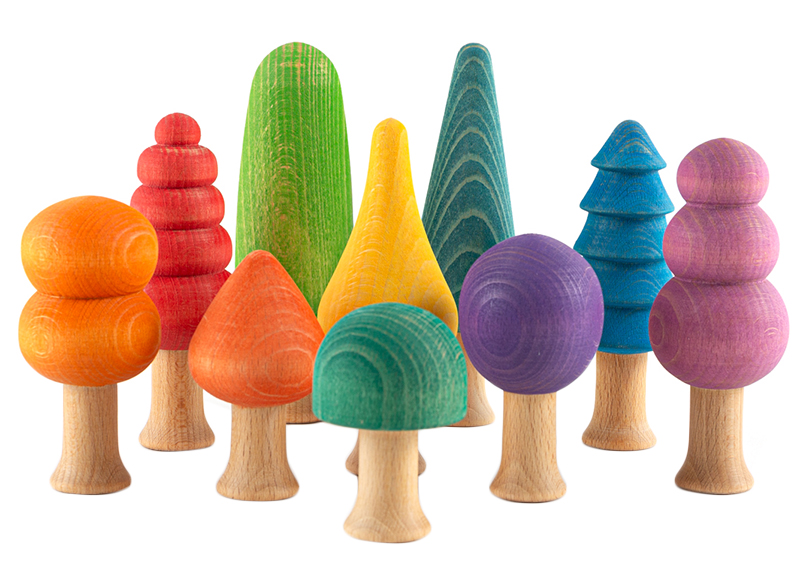 entiteit gokken mei Open-ended - Ocamora - bomen - regenboog - hout - set van 10 assorti - Baert