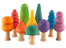 Open-ended - Ocamora - bomen - regenboog - hout - set van 10 assorti