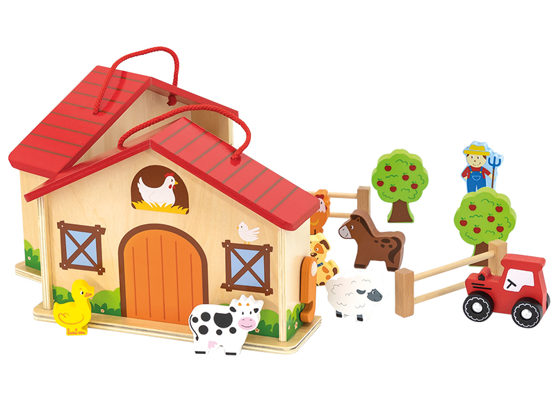Speelgoed boerderij mini - met accessoires - hout - per Baert