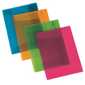 Mappen - elastomap - A4 - kunststof - gekleurd - transparant - met 3 kleppen - per stuk