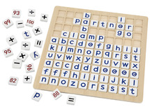 Bord - legbord - letter en getallen - dubbelzijdig - hout - per set