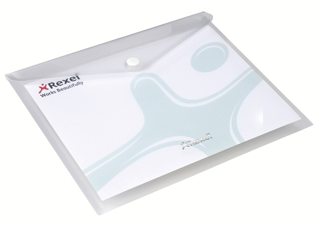 Enveloptassen - A5 - wit - transparant - met drukknop - set van 5