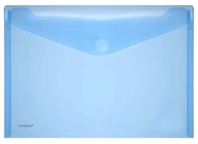 Enveloptas - A4 - transparant - met velcro-sluiting - blauw - set van 10