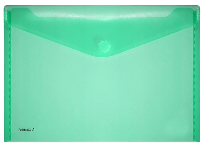 Enveloptas - A4 - transparant - met velcro-sluiting - groen - set van 10