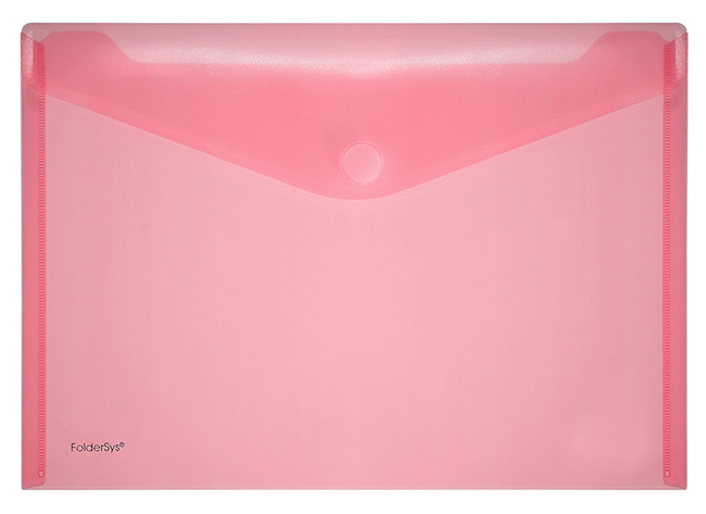 Enveloptas - A4 - transparant - met velcro-sluiting - rood - set van 10