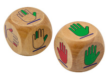 Fijne motoriek - Handige Handen - dobbelstenen handjes - hout - set van 2 assorti