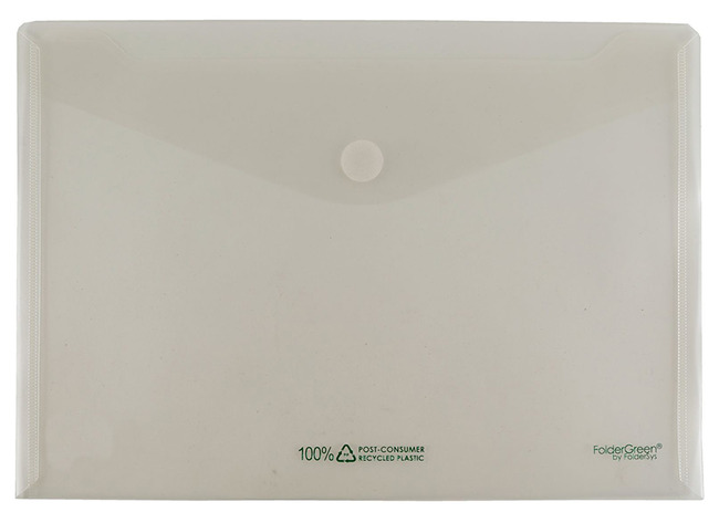 Enveloptas - FolderGreen - A4 - transparant - met velcro-sluiting - wit - set van 10