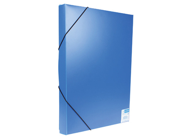 Mappen - elastobox - Viquel - A4 - rug 3 cm - kunststof - blauw - opaak - per stuk