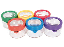 Observatiepotjes - vergrootglazen - Tickit Rainbow Viewers - x3 vergroting - 8 cm diameter - gekleurd - set van 6 assorti