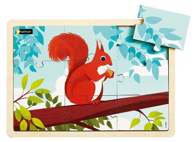 Themapuzzel - de eekhoorn - 9 stukjes - hout - per stuk
