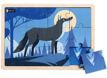Themapuzzel - de wolf - 12 stukjes - hout - per stuk