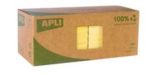 Memoblaadjes - Apli - zelfklevend - gerecycleerd - geel - 75 x 75 mm - set van 12