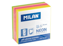 Memoblaadjes - Milan - zelfklevend - neon kleuren - 50 x 50 mm - blok van 250 vellen