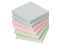Memoblaadjes - Info Notes - zelfklevend - pastelkleuren - 75 x 75 mm - set van 6