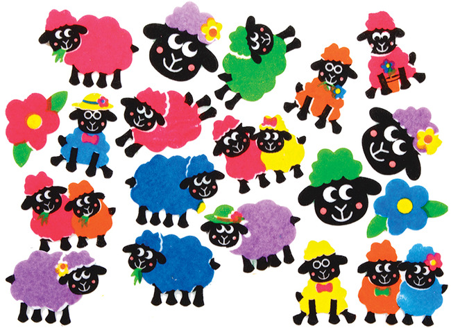 Stickers en feutre - moutons - autocollants - set/100