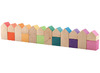 Open-ended - Ocamora - huisjes - blokken - regenboog - hout - set van 18 assorti