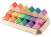 Open-ended - Ocamora - huisjes - blokken - regenboog - hout - set van 18 assorti