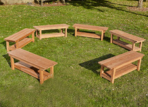 Banken - 100 x 30 x 35 cm - hout - set van 6