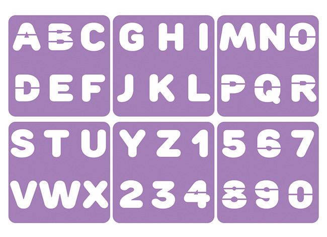 Sjablonen - cijfers en letters - set van 6 assorti